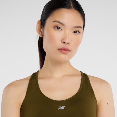 new balance Soutien-gorge de sport 'NB Essential Run' en L/A-C en kaki, Vue avec produit