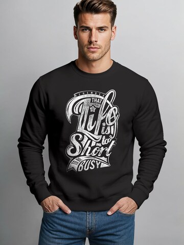 Neverless Sweatshirt 'Life is too Short' in Black: front