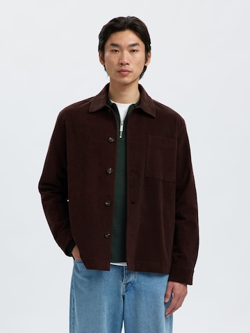 Veste mi-saison SELECTED en marron : devant