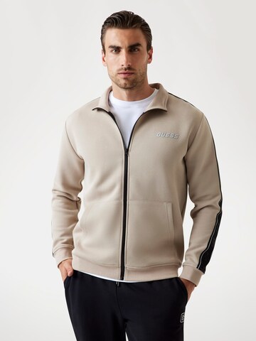 GUESS Sportsweatjacke 'Mickey' in Beige: Vorderseite