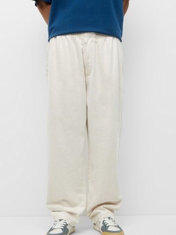 Loosefit Pantalon Pull&Bear en blanc : devant