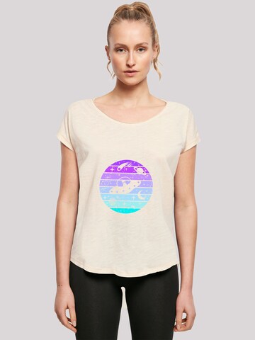 F4NT4STIC T-Shirt 'Retro Alien Weltraum Sonnenuntergang' in Beige: Vorderseite
