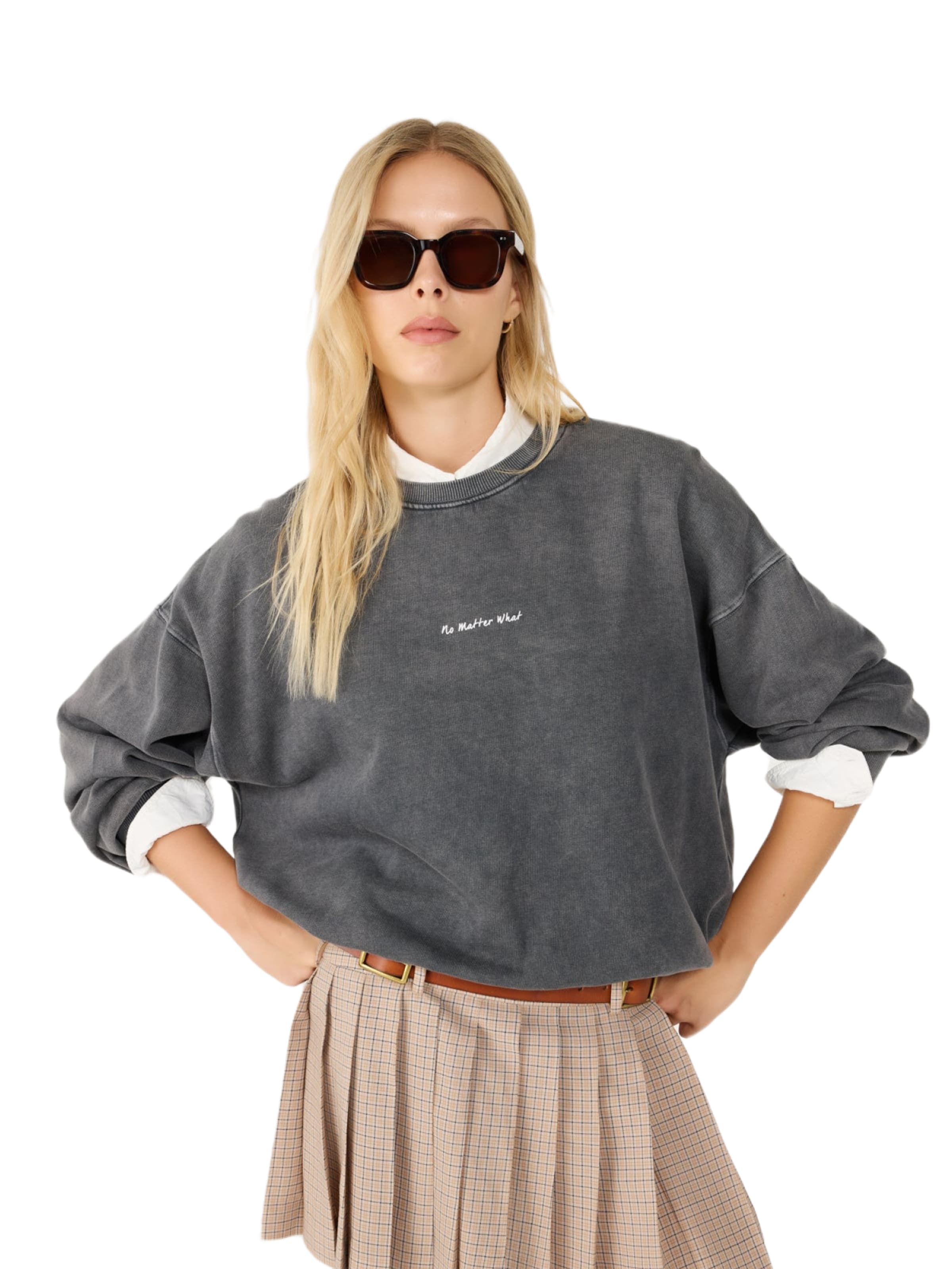 No Matter What Sweatshirt in Grau: Vorderseite