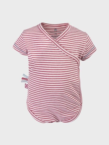 OrganicEra Romper/Bodysuit 'OrganicEra Organic Baby S/S Kimono Body,  Striped' in Red: front