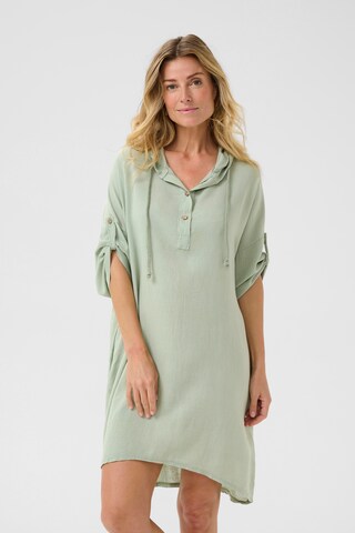 Cream Jurk 'Lark' in Groen: voorkant
