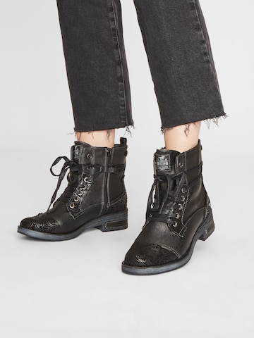 MUSTANG Lace-up bootie in Black: front