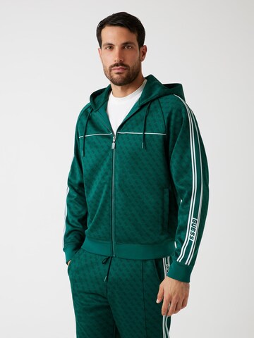 GUESS Zip-Up Hoodie in Green: front