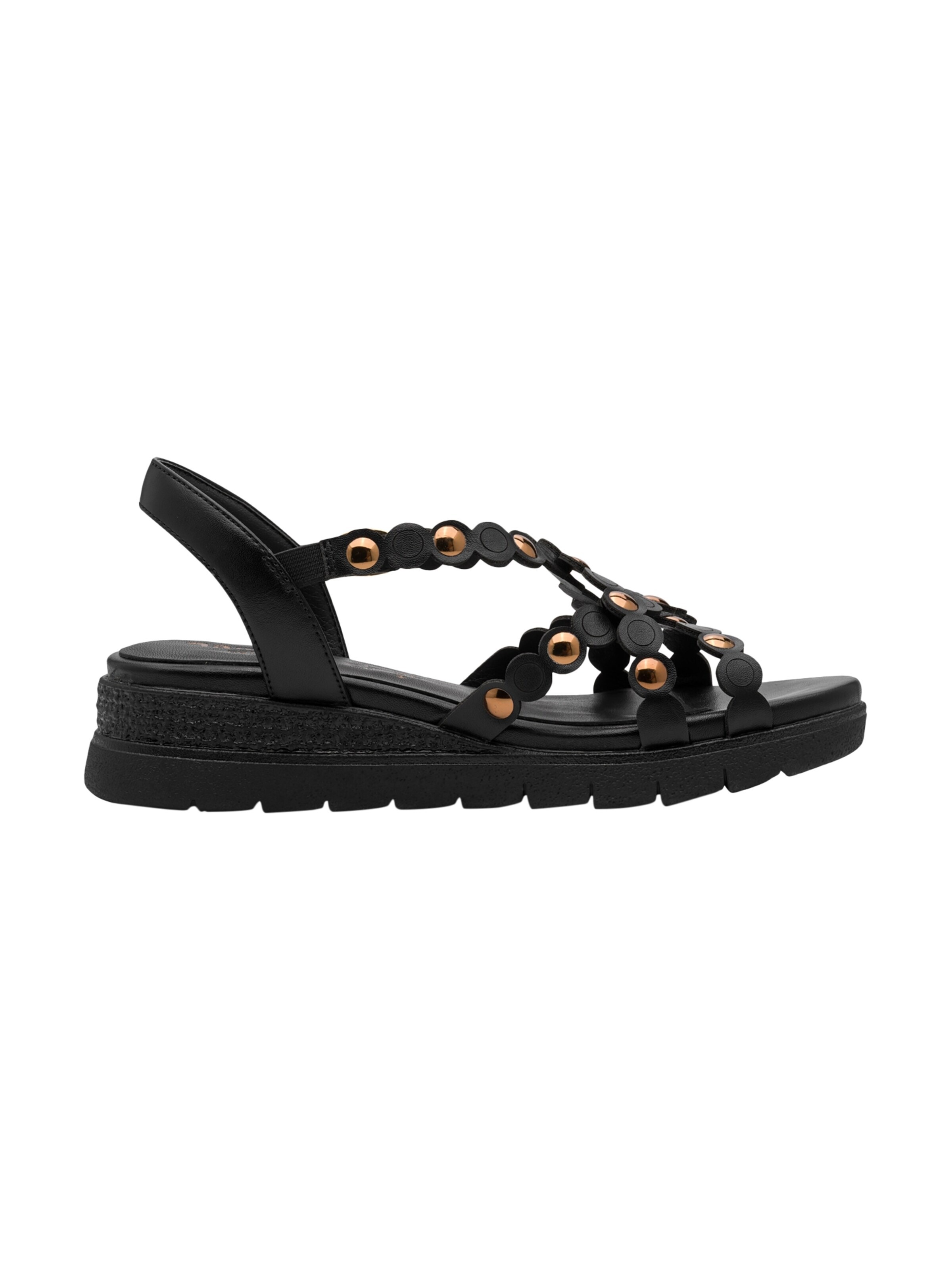 Sandales 'Bequeme Ledersandalen mit Keilabsatz' Tamaris en noir