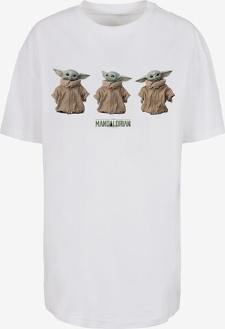 Maglia extra large 'Star Wars The Mandalorian The Child Poses' di F4NT4STIC in bianco: frontale