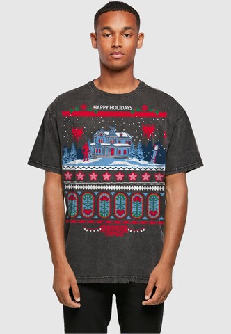 T-Shirt 'Stranger Things - Fair Isle' ABSOLUTE CULT en noir : devant