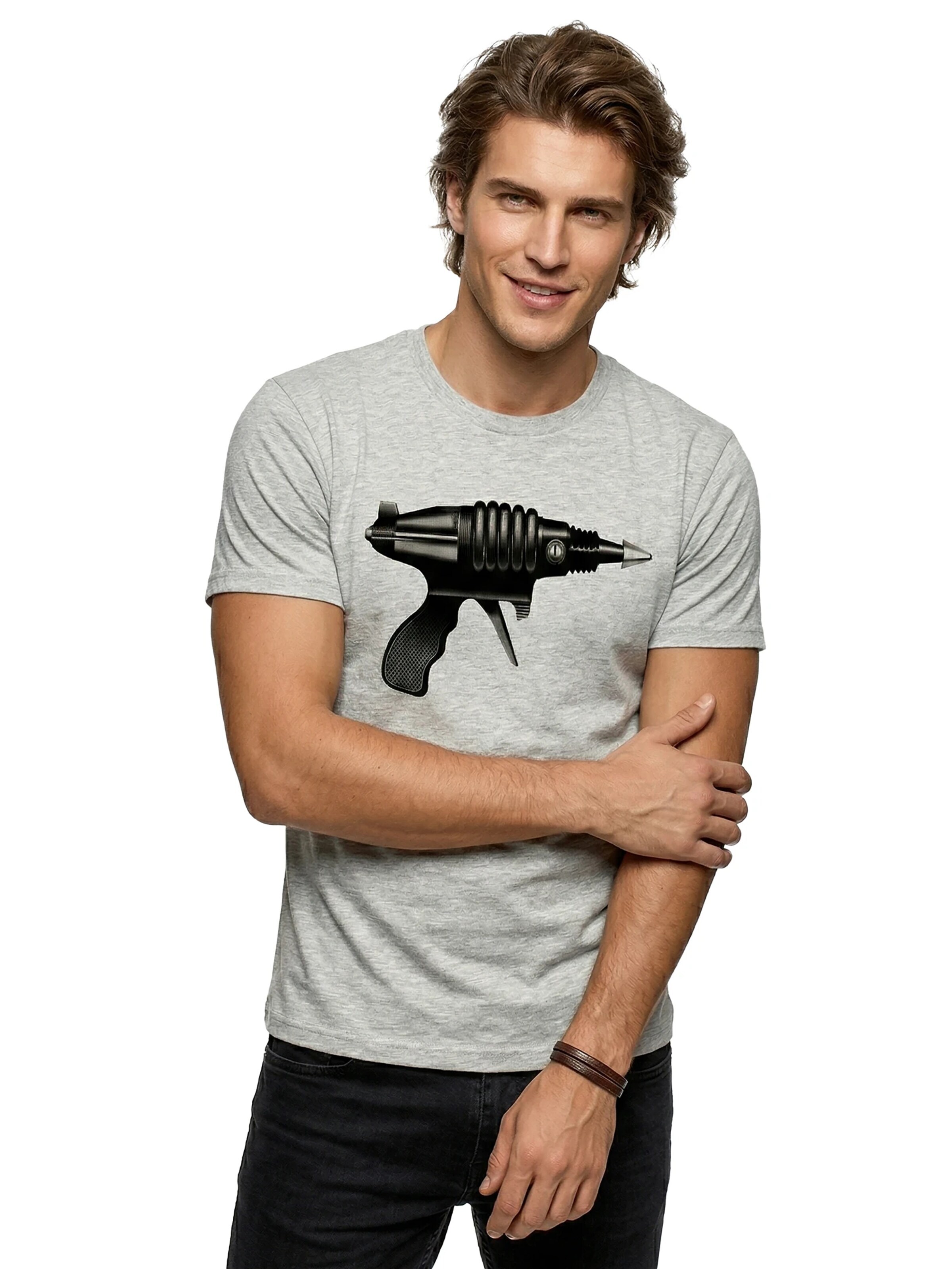 MAKAYA Shirt 'Laser Gun' in Grey