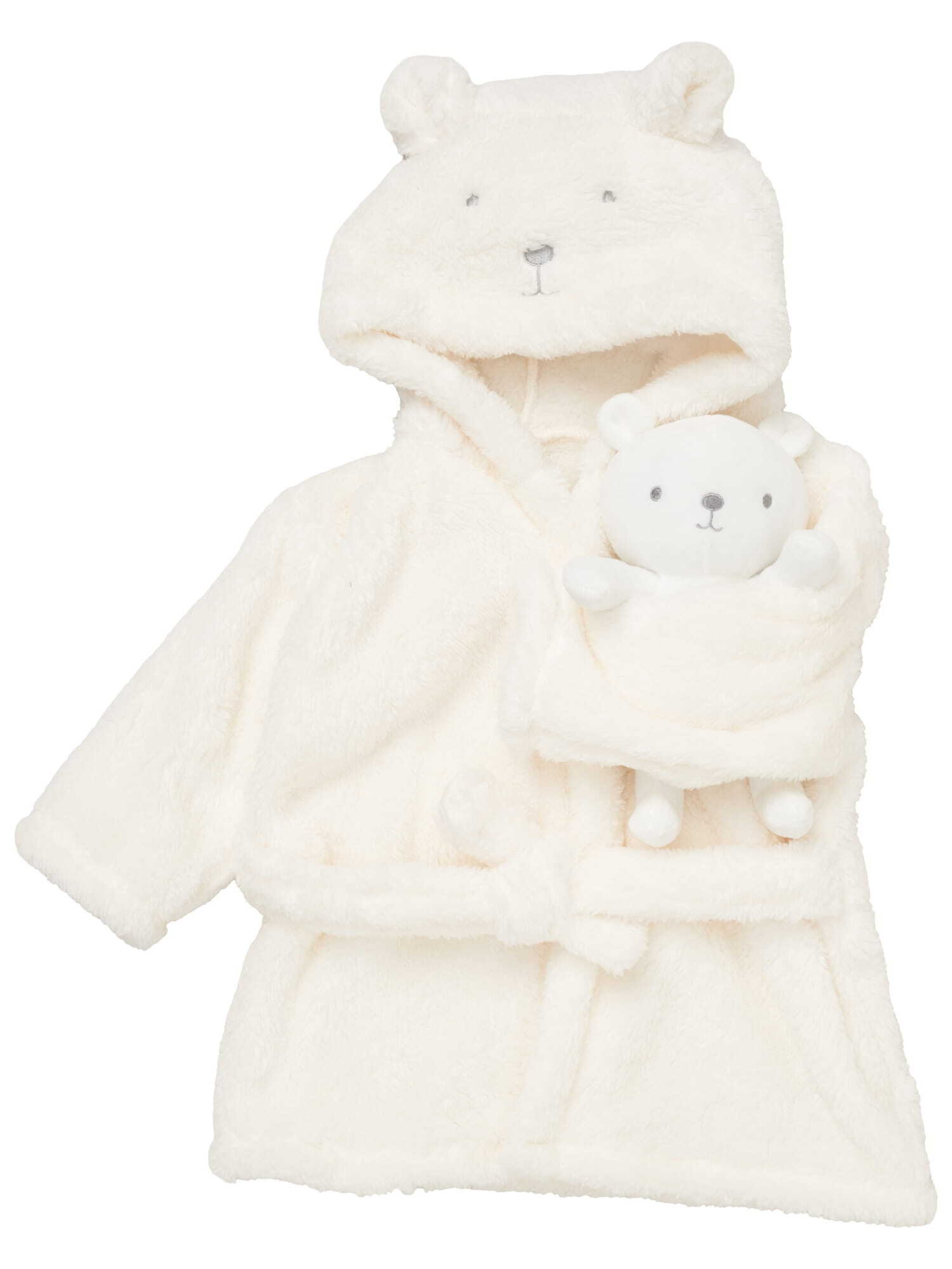 Rock a Bye Baby Boutique Bathrobe ' Bär ' in White: front