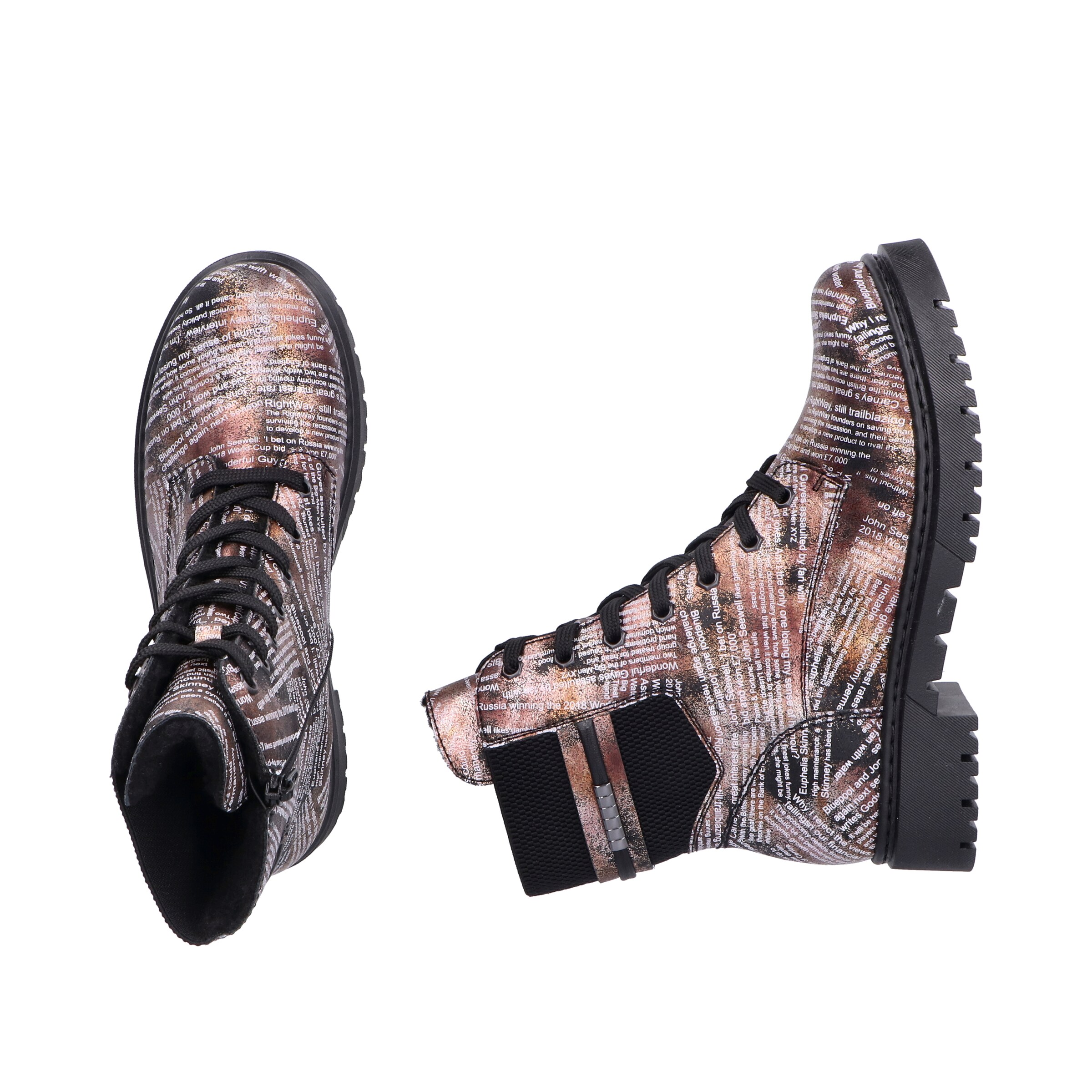 Rieker Lace-Up Ankle Boots in Black