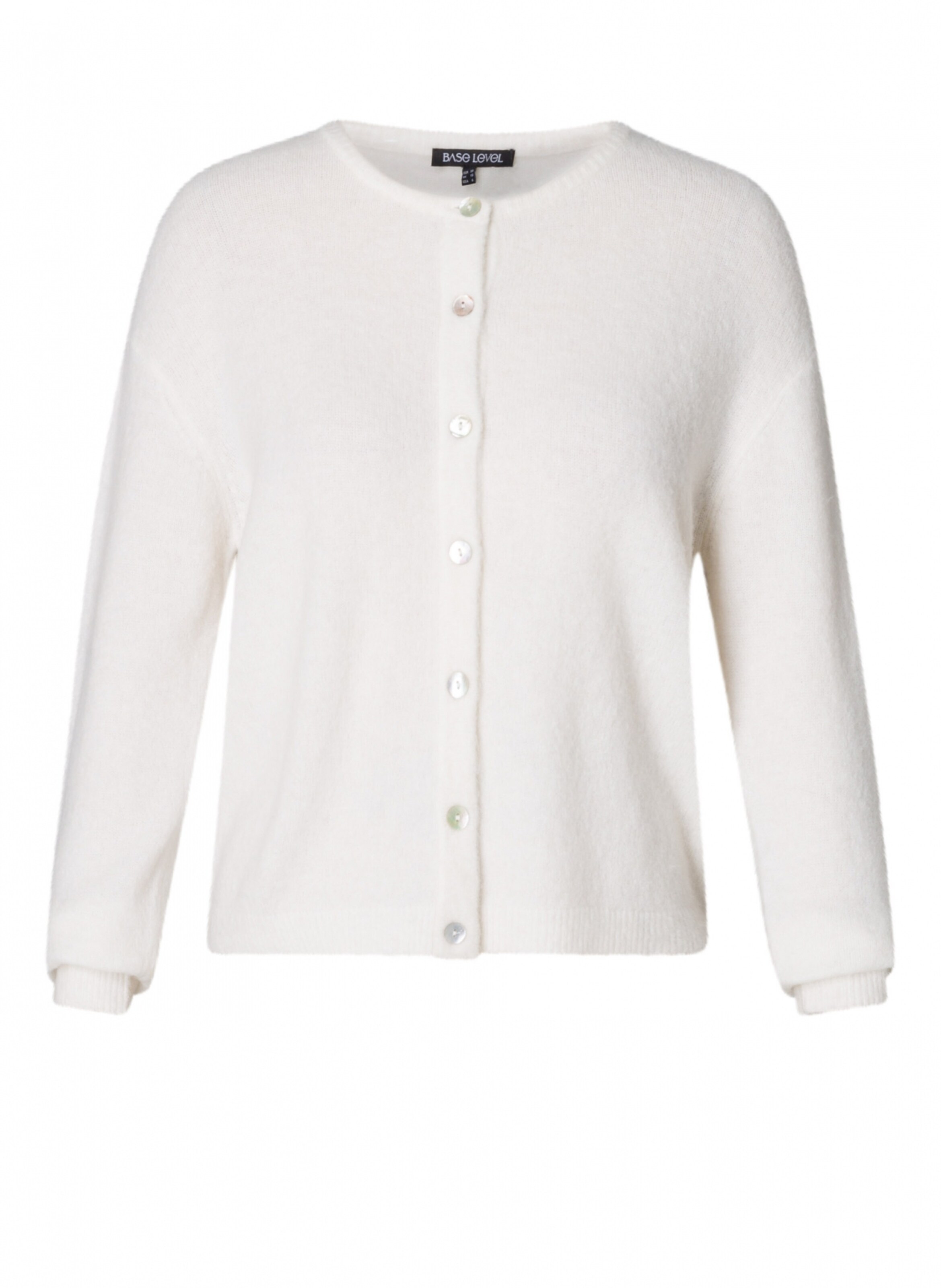 BASE LEVEL CURVY Strickjacke in Beige: Vorderseite