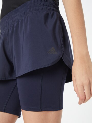 ADIDAS SPORTSWEAR Skinny Workout Pants 'Run Icons Two-In-One ' in Blue