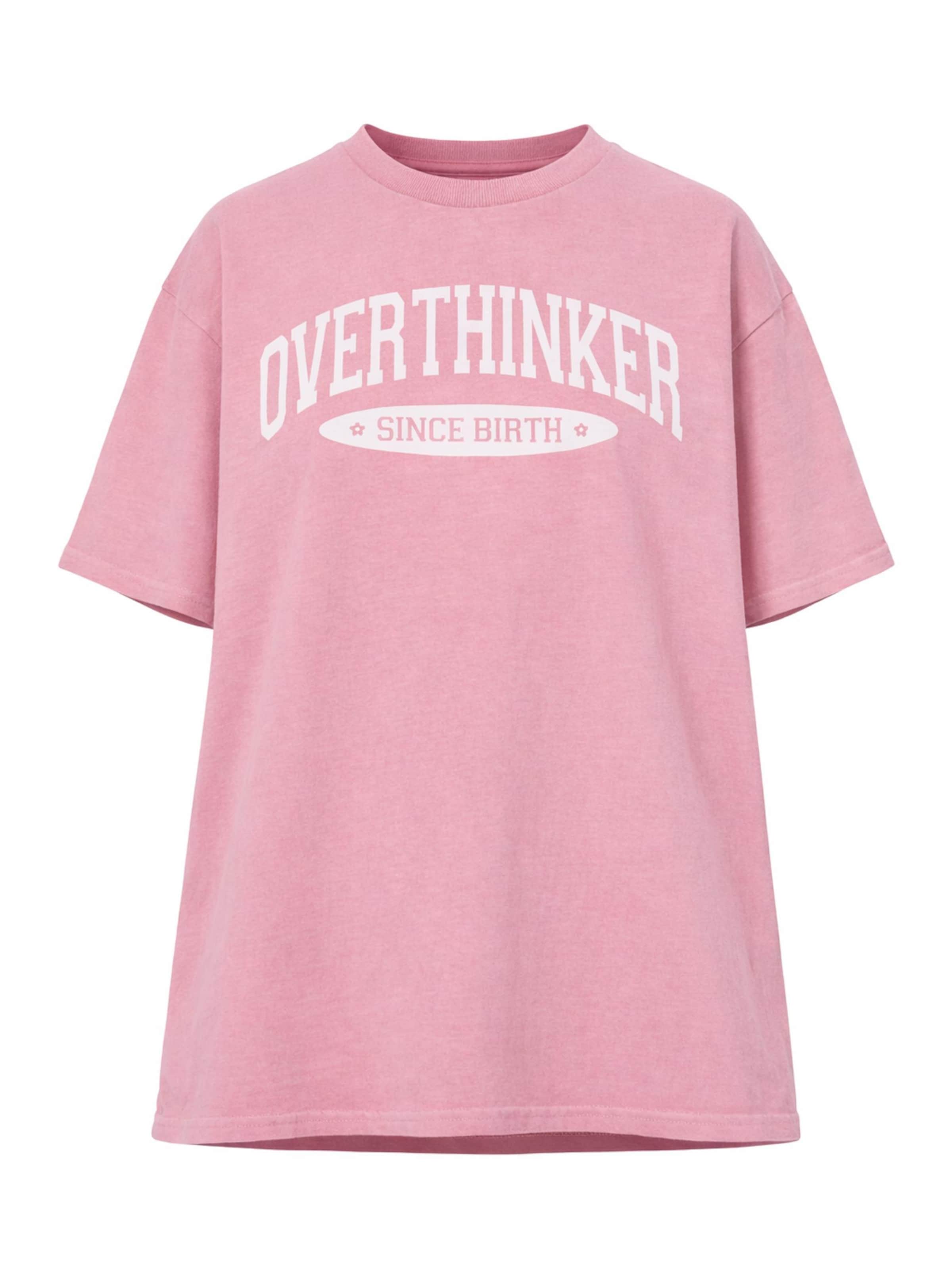 Worldclassca Oversized Shirt 'Overthinker' in Pink: front