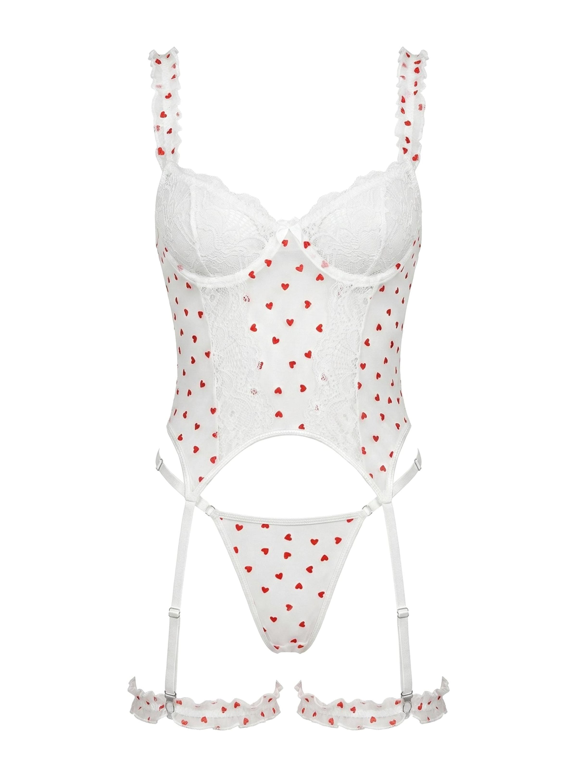L.BEV Balconette Underwear sets 'Segreto d'Amore Bianco Set' in White: front