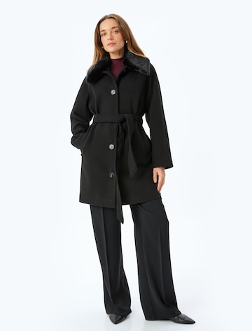 Koton Between-Seasons Coat in Black: front