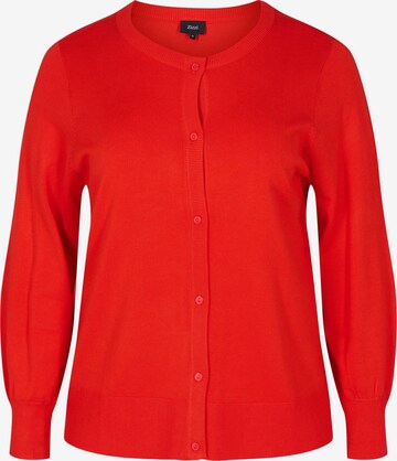 Zizzi Knit Cardigan 'Arrie' in Red: front