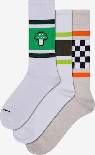 Happy Socks Socken 'Stripes Sneaker' in sand / grün / schwarz / weiß, Produktansicht