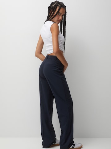 Pull&Bear Wide leg Pleated Pants in Blue