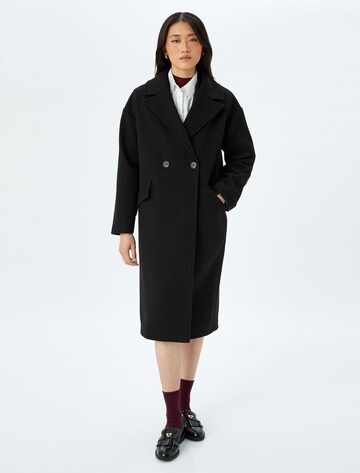 Koton Between-Seasons Coat in Black: front