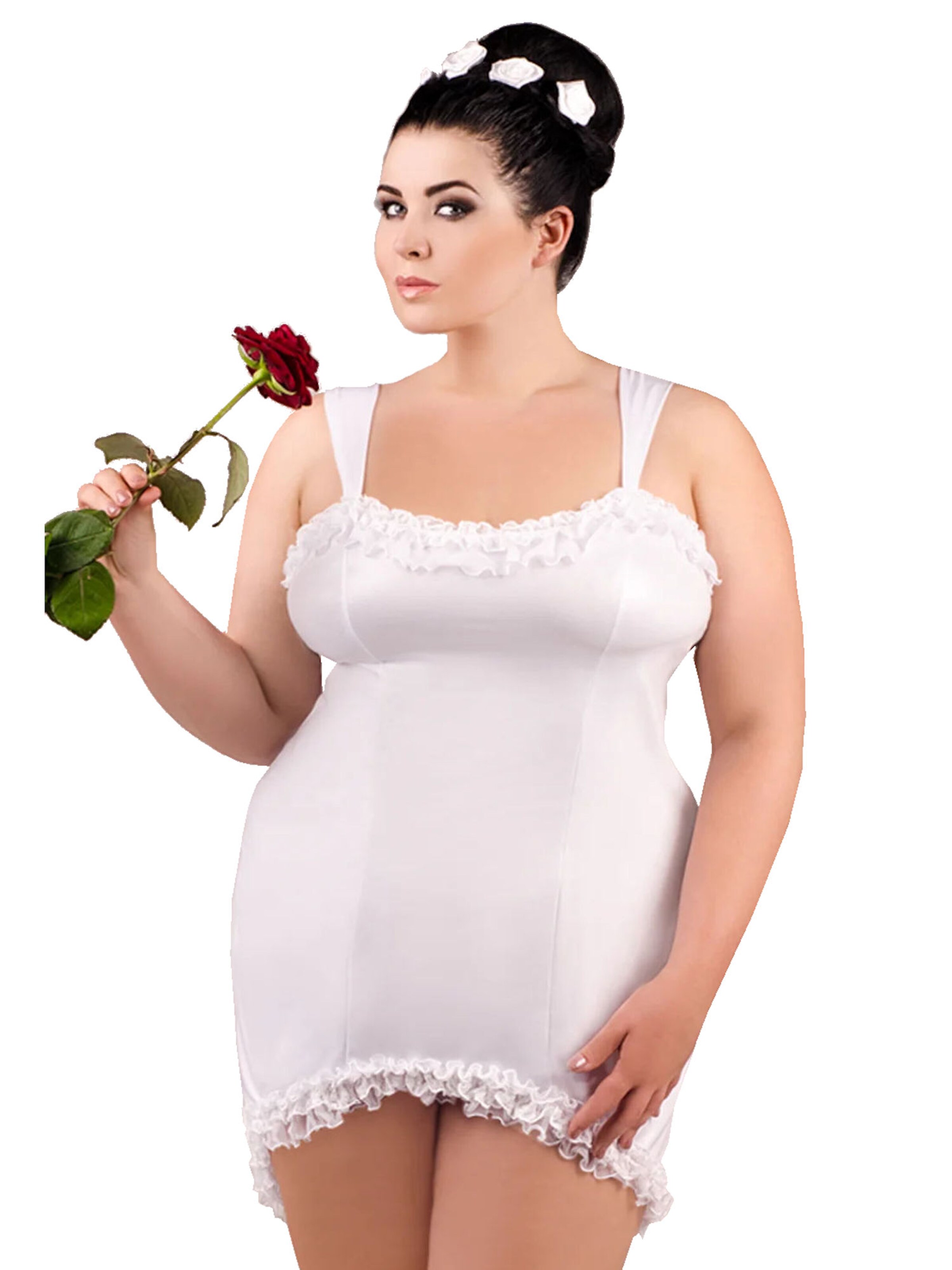 Andalea Negligée 'Wetlook-Chemise E/2021'‌‌‌‌ in Weiß: Vorderseite