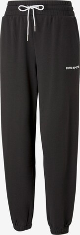 PUMA Tapered Sportbroek in Zwart: voorkant