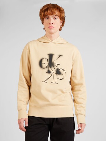 Calvin Klein Jeans Sweatshirt in Beige: voorkant