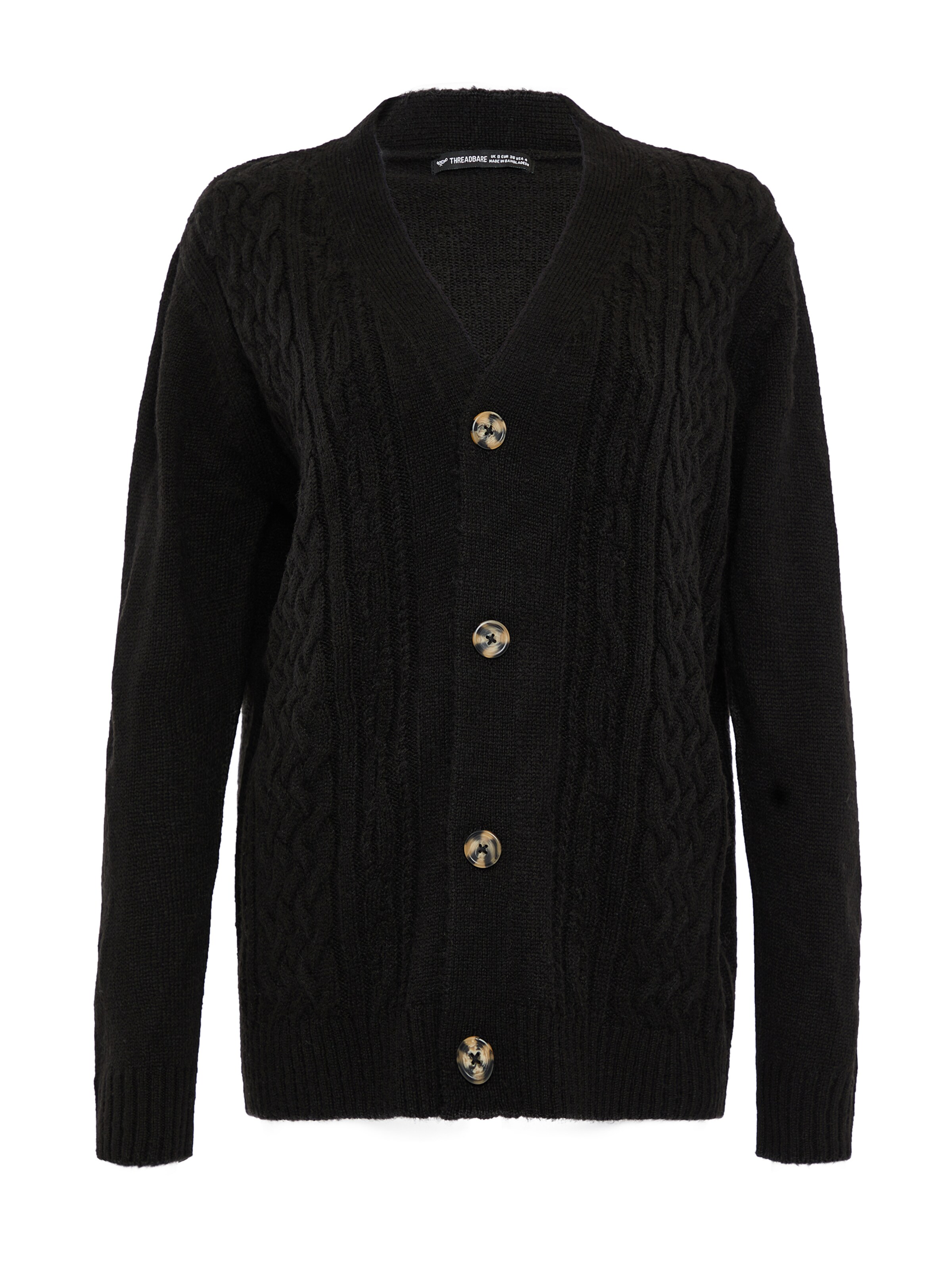 Threadbare Knit Cardigan 'Tanzanite' in Black: front