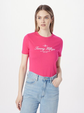 T-shirt 'SIGNATURE' TOMMY HILFIGER en rose : devant