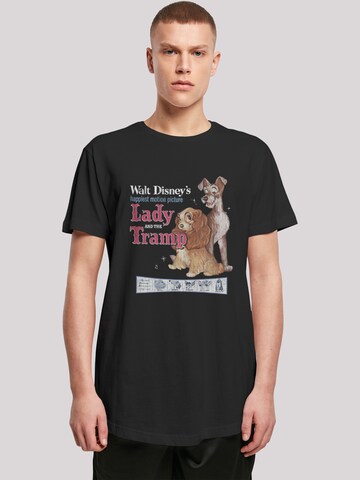 F4NT4STIC Shirt 'Disney Lady And The Tramp' in Zwart: voorkant