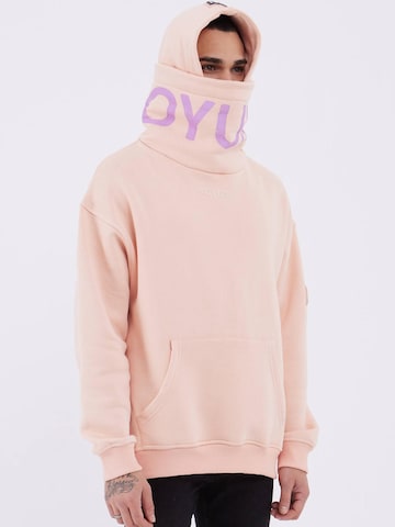 Koyumi Sweatshirt 'Oversize Hoodie mit hohem Kragen – Schwerer 3-Faden Stoff - Break your Neck' in Pink