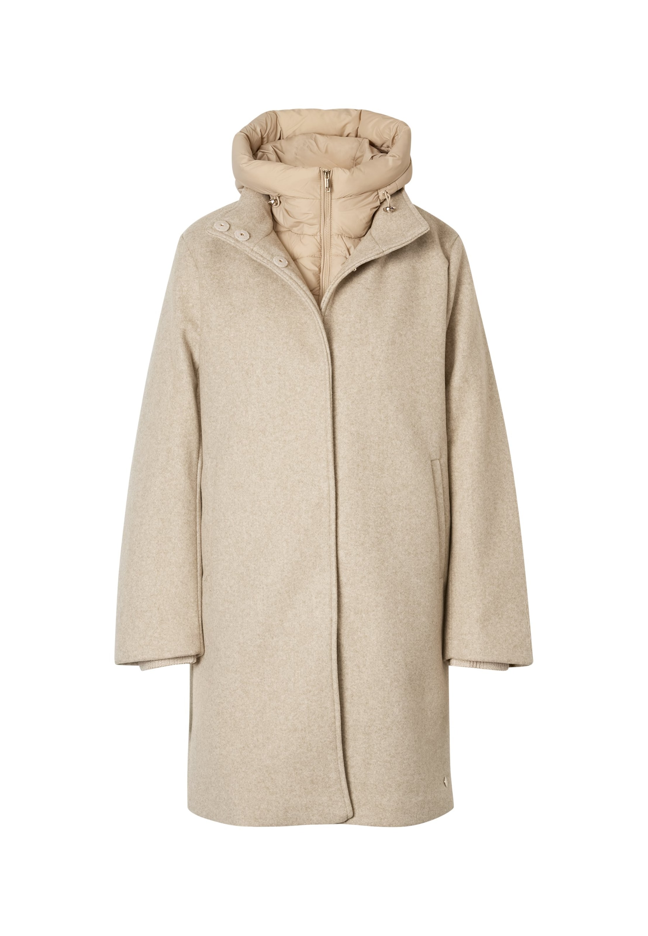 RINO & PELLE Pitkä talvitakki 'Omri' värissä beige: etupuoli