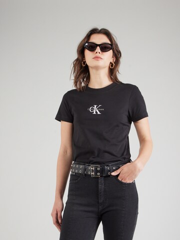 Calvin Klein Jeans Štandardný strih Tričko - Čierna: predná strana