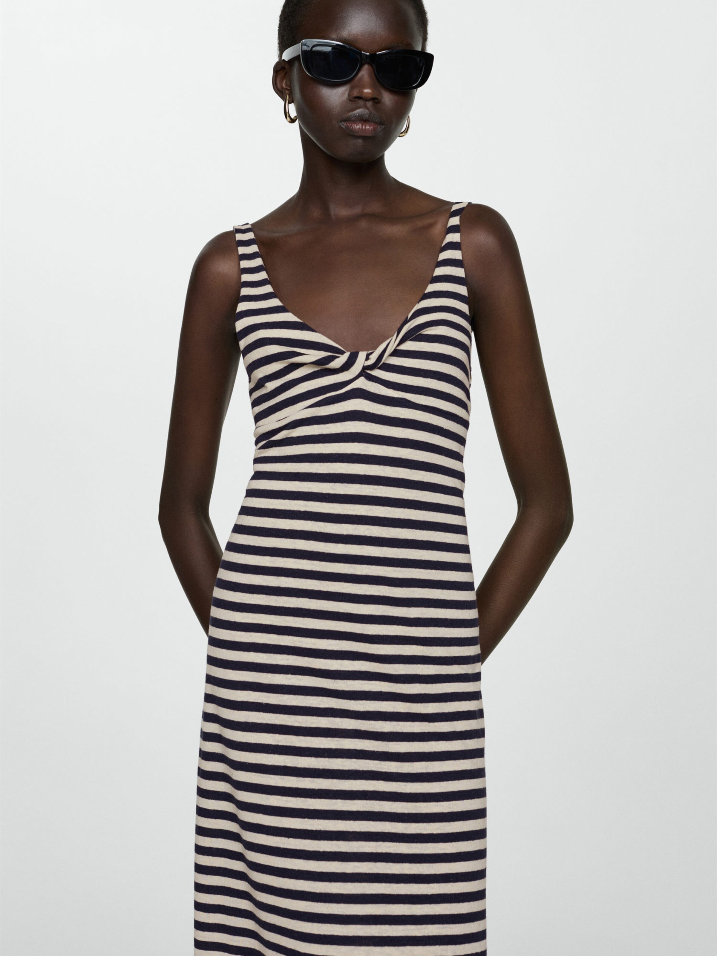 MANGO Summer Dress Tea in Navy ABOUT YOU