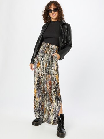 River Island Wide Leg Plissert bukse 'ABSTRACT' i brun