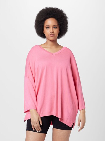 Fransa Curve - Pullover 'Blume' em rosa: frente