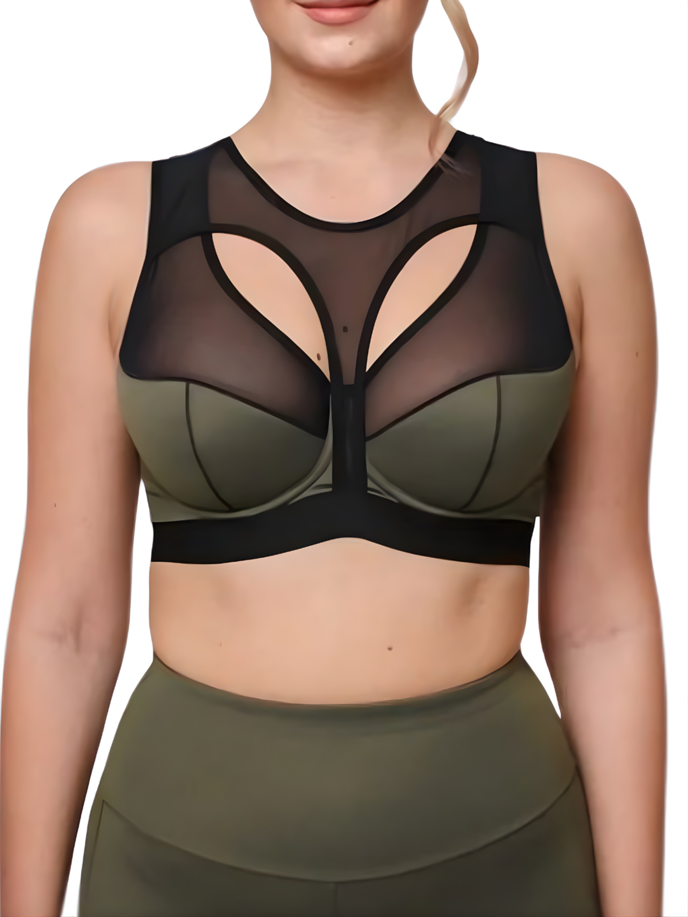 Col haut Soutien-gorge de sport MILENKA en vert : devant