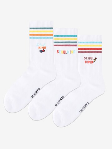 Occulto Socken 'School'‌‌‌ in Weiß: Vorderseite