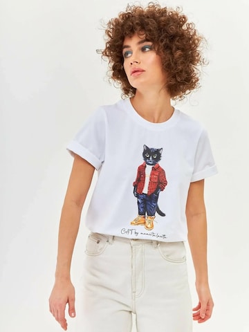 T-shirt 'Country Cat' Cat e Lolette en blanc