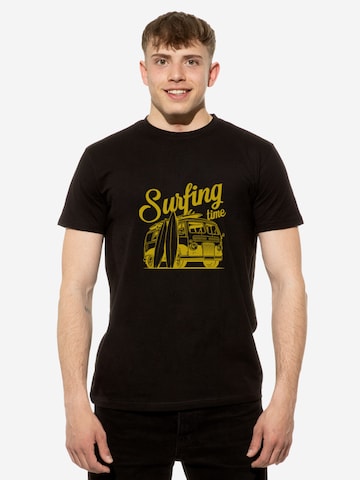 Cotton Prime Shirt 'Surf Tme Urlaub Meer Ozean' in Black: front