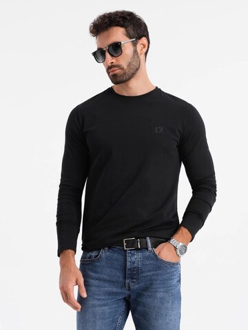 Ombre Shirt 'OM-LSBC-0124' in Zwart: voorkant