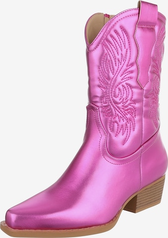 Ital-Design Cowboy Boots in Pink: front