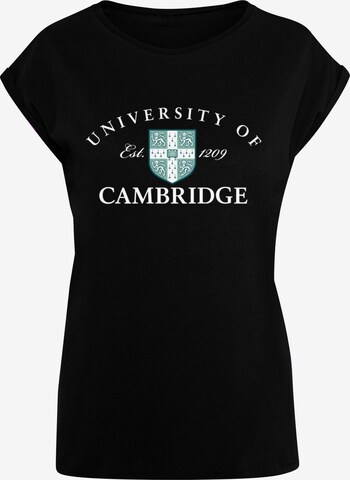 Merchcode Shirt 'University Of Cambridge - Est 1209' in Zwart: voorkant