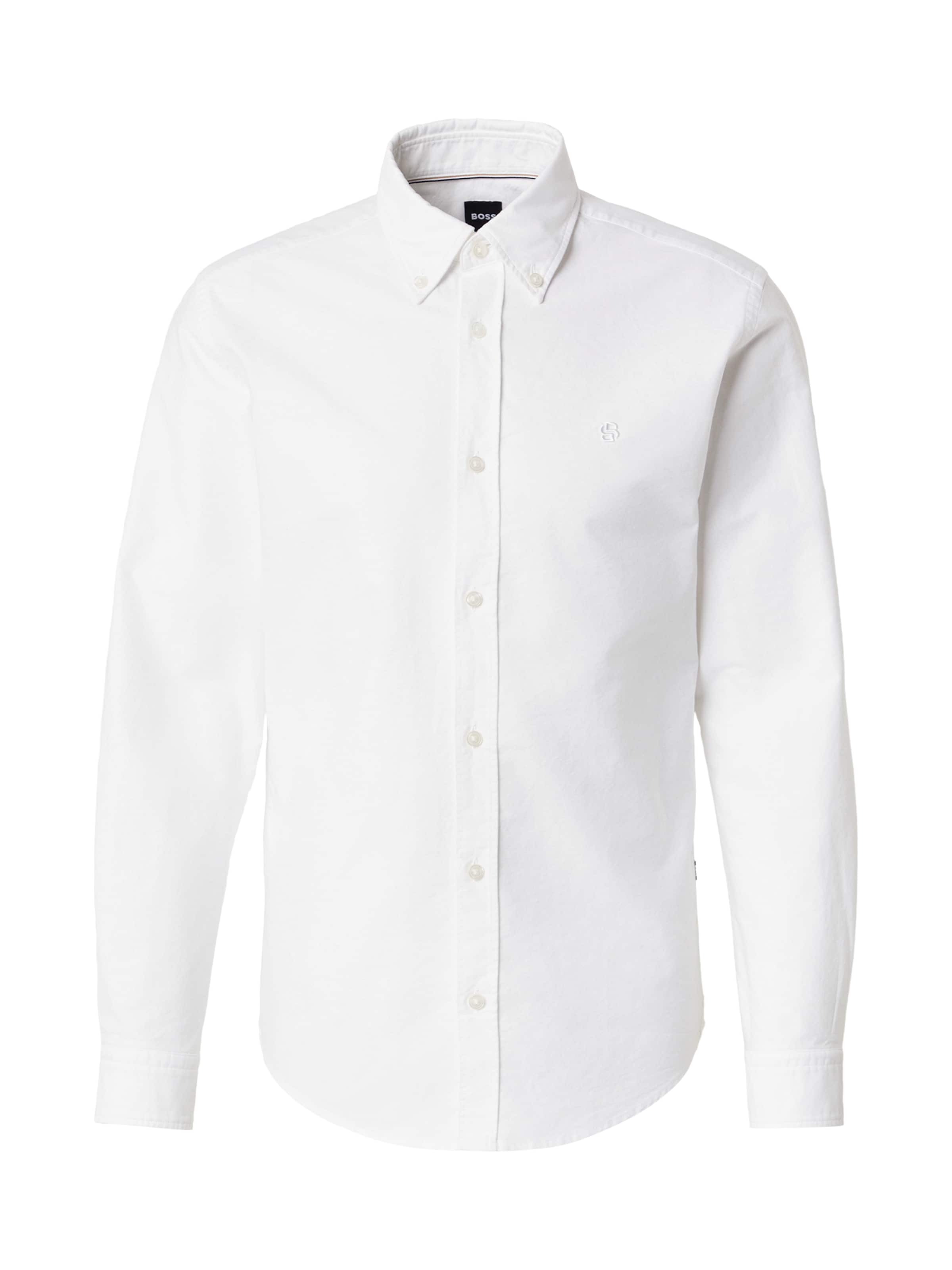 BOSS Слим Деловая рубашка 'H-ROAN' в Белый: спереди
