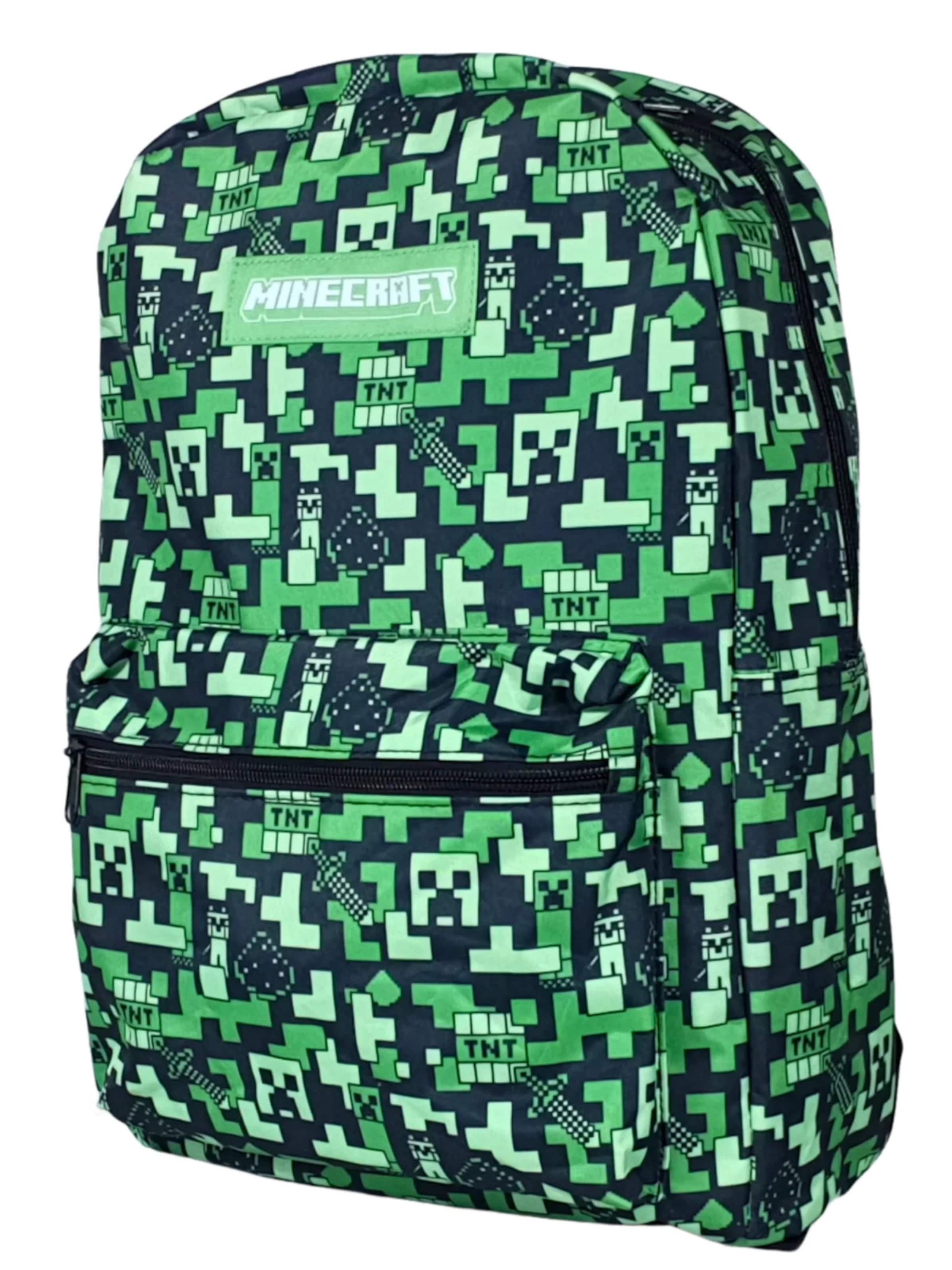 Minecraft Backpack 'Minecraft Backpack Kids Green – Boys Girls School Bag 43 cm with Front Pocket and Side Pocket' in Green