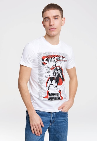 LOGOSHIRT Shirt 'SUPERMAN KRYPTONITE' in Weiß: predná strana