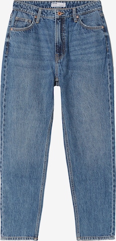 Bershka Tapered Jeans in Blue: front