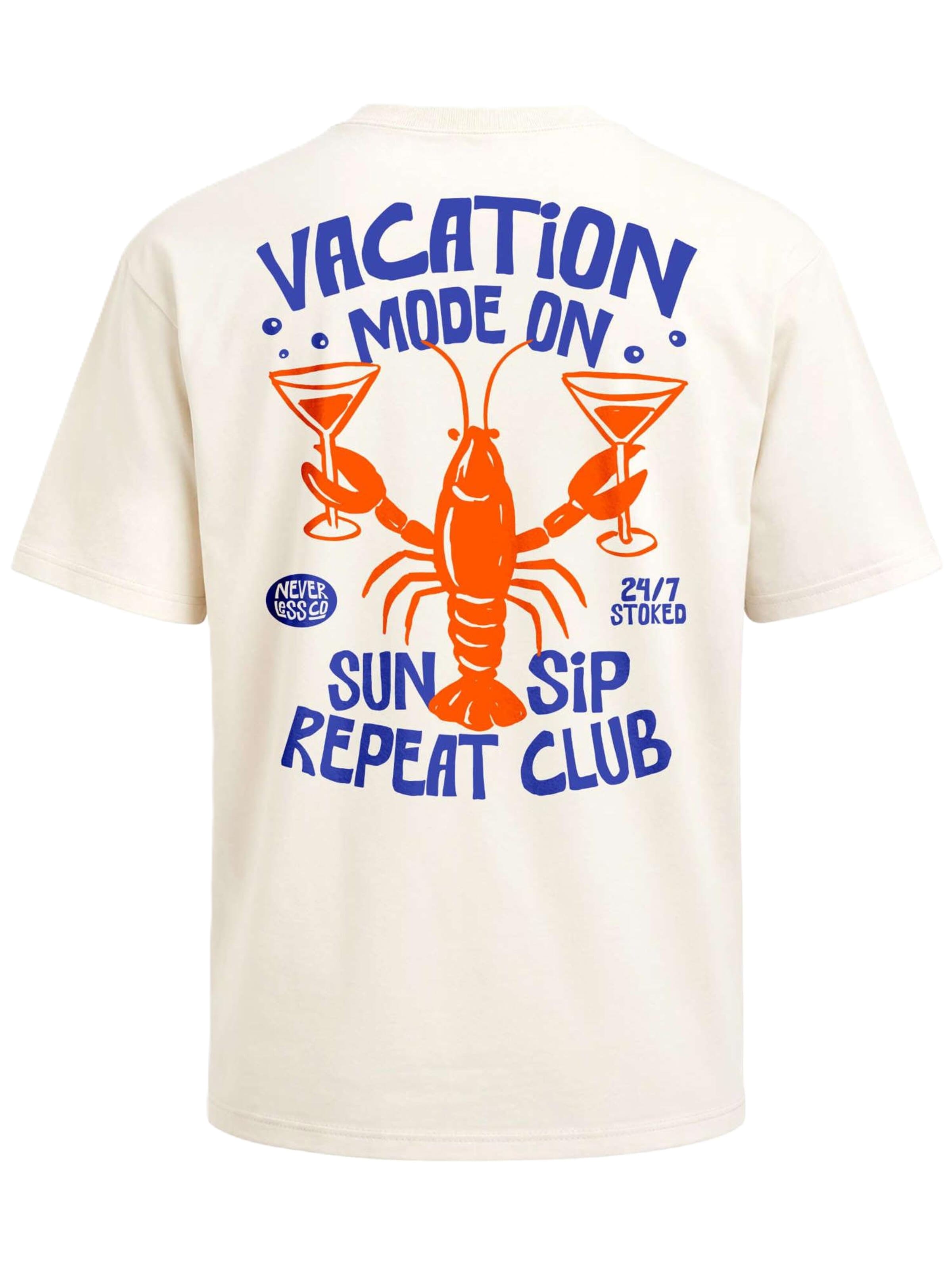 Neverless Shirt 'Vacation mode on' in Beige